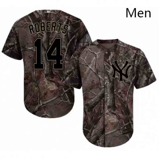 Mens Majestic New York Yankees 14 Brian Roberts Authentic Camo Realtree Collection Flex Base MLB Jersey